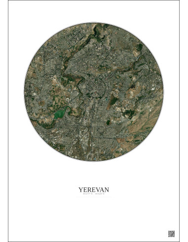 Yerevan Satellite View Poster 6km Color | Gravura – Light background
