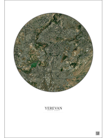 Yerevan Satellite View Poster 6km Color | Gravura – Light background