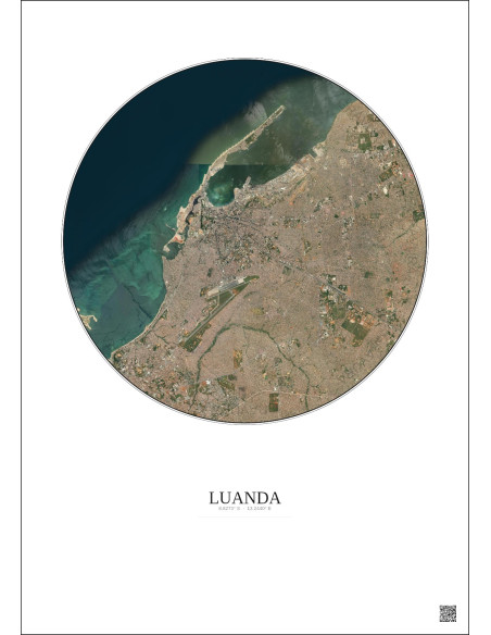 Luanda Satellite View Poster 10km Color | Gravura – Light background