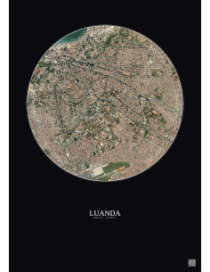 Affiche Luanda – Poster vue satellite 2.5km Couleur | Gravura – Fond foncé
