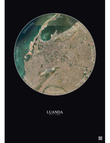 Luanda Satellite View Poster 6km Color | Gravura – Dark background