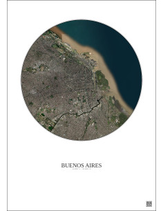 Affiche Buenos Aires – Poster vue satellite 10km Couleur | Gravura – Fond clair
