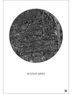 Affiche Buenos Aires – Poster vue satellite 2.5km N&B | Gravura – Fond clair