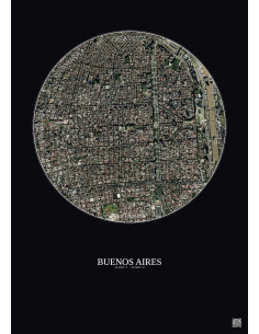 Affiche Buenos Aires – Poster vue satellite 2.5km Couleur | Gravura – Fond foncé