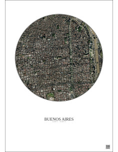 Affiche Buenos Aires – Poster vue satellite 2.5km Couleur | Gravura – Fond clair