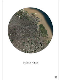 Affiche Buenos Aires – Poster vue satellite 6km Couleur | Gravura – Fond clair