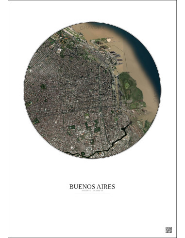 Buenos Aires Satellite View Poster 6km Color | Gravura – Light background