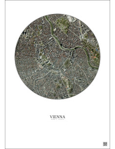 Affiche Vienna – Poster vue satellite 2.5km Couleur | Gravura – Fond clair