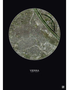 Affiche Vienna – Poster vue satellite 6km Couleur | Gravura – Fond foncé