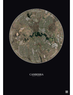 Affiche Canberra – Poster vue satellite 10km Couleur | Gravura – Fond foncé
