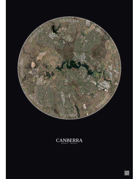 Canberra Satellite View Poster 10km Color | Gravura – Dark background