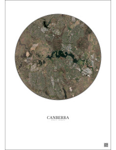Affiche Canberra – Poster vue satellite 10km Couleur | Gravura – Fond clair