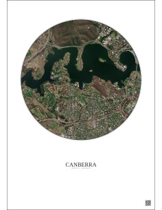 Affiche Canberra – Poster vue satellite 2.5km Couleur | Gravura – Fond clair