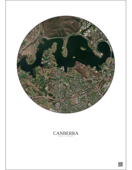 Canberra Satellite View Poster 2.5km Color | Gravura – Light background