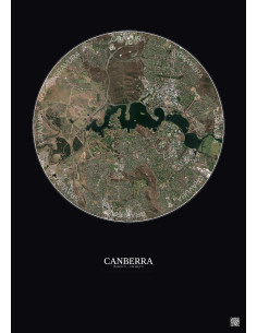 Affiche Canberra – Poster vue satellite 6km Couleur | Gravura – Fond foncé