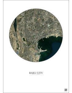 Affiche Baku City – Poster vue satellite 6km Couleur | Gravura – Fond clair