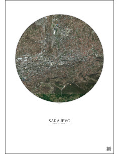 Affiche Sarajevo – Poster vue satellite 2.5km Couleur | Gravura – Fond clair