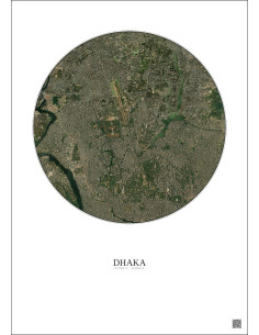 Affiche Dhaka – Poster vue satellite 6km Couleur | Gravura – Fond clair