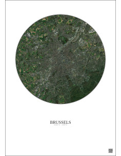 Affiche Brussels – Poster vue satellite 10km Couleur | Gravura – Fond clair