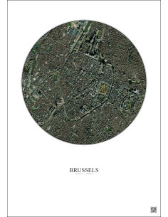 Affiche Brussels – Poster vue satellite 2.5km Couleur | Gravura – Fond clair
