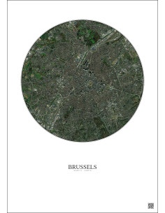 Affiche Brussels – Poster vue satellite 6km Couleur | Gravura – Fond clair