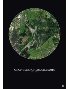 Affiche Circuit De Spa Francorchamps – Poster vue satellite 2.5km Couleur | Gravura – Fond foncé
