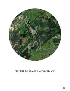 Affiche Circuit De Spa Francorchamps – Poster vue satellite 2.5km Couleur | Gravura – Fond clair