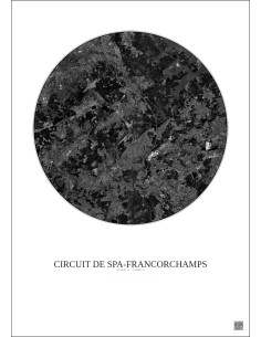 Affiche Circuit De Spa Francorchamps – Poster vue satellite 10km N&B | Gravura – Fond clair