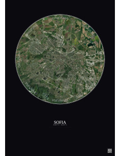 Affiche Sofia – Poster vue satellite 10km Couleur | Gravura – Fond foncé