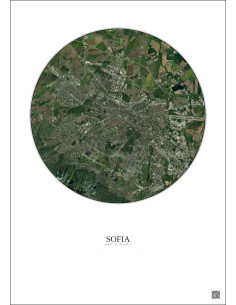 Affiche Sofia – Poster vue satellite 10km Couleur | Gravura – Fond clair