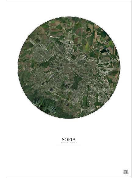 Affiche Sofia – Poster vue satellite 10km Couleur | Gravura – Fond clair