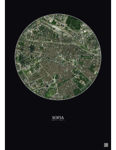 Affiche Sofia – Poster vue satellite 2.5km Couleur | Gravura – Fond foncé