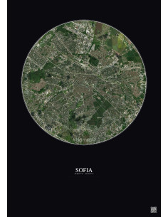 Affiche Sofia – Poster vue satellite 6km Couleur | Gravura – Fond foncé