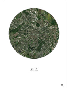 Affiche Sofia – Poster vue satellite 6km Couleur | Gravura – Fond clair