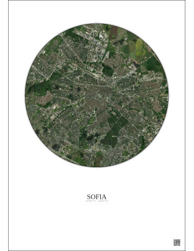Affiche Sofia – Poster vue satellite 6km Couleur | Gravura – Fond clair