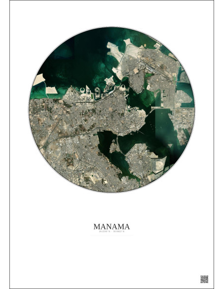 Affiche Manama – Poster vue satellite 10km Couleur | Gravura – Fond clair
