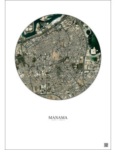 Affiche Manama – Poster vue satellite 2.5km Couleur | Gravura – Fond clair
