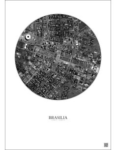 Affiche Brasilia – Poster vue satellite 2.5km N&B | Gravura – Fond clair