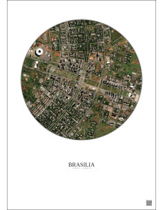 Affiche Brasilia – Poster vue satellite 2.5km Couleur | Gravura – Fond clair