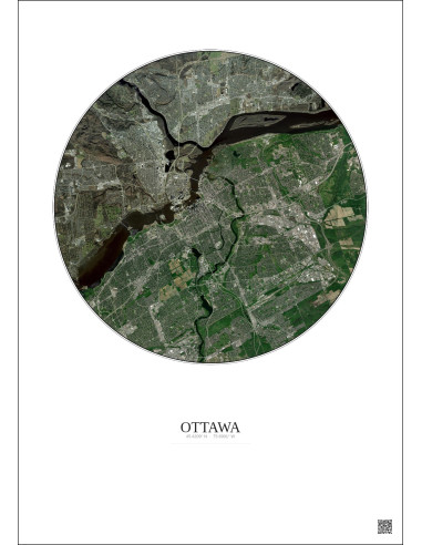 Ottawa Satellite View Poster 10km Color | Gravura – Light background