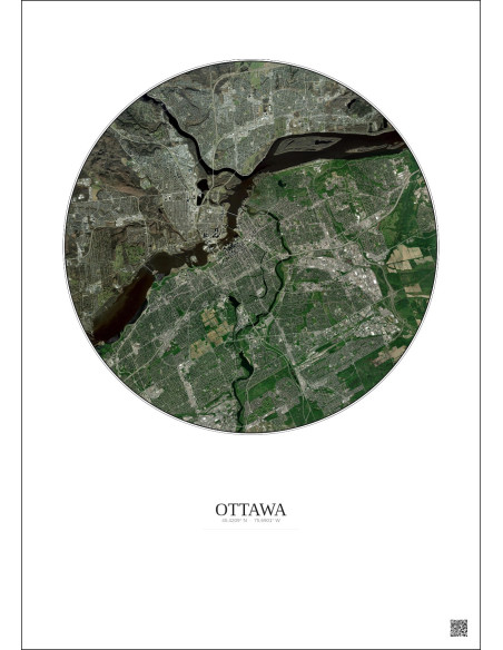 Ottawa Satellite View Poster 10km Color | Gravura – Light background