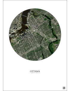 Affiche Ottawa – Poster vue satellite 2.5km Couleur | Gravura – Fond clair