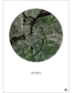 Affiche Ottawa – Poster vue satellite 6km Couleur | Gravura – Fond clair