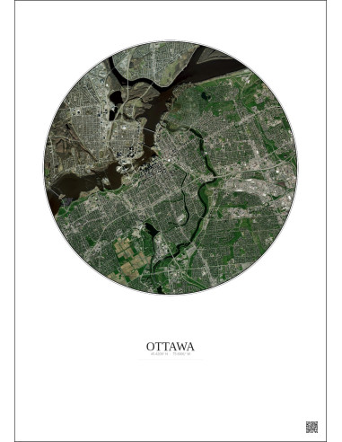 Ottawa Satellite View Poster 6km Color | Gravura – Light background