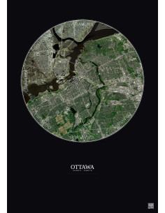 Affiche Ottawa – Poster vue satellite 6km Couleur | Gravura – Fond foncé
