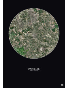 Affiche Waterloo – Poster vue satellite 2.5km Couleur | Gravura – Fond foncé