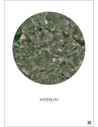 Affiche Waterloo – Poster vue satellite 5km Couleur | Gravura – Fond clair