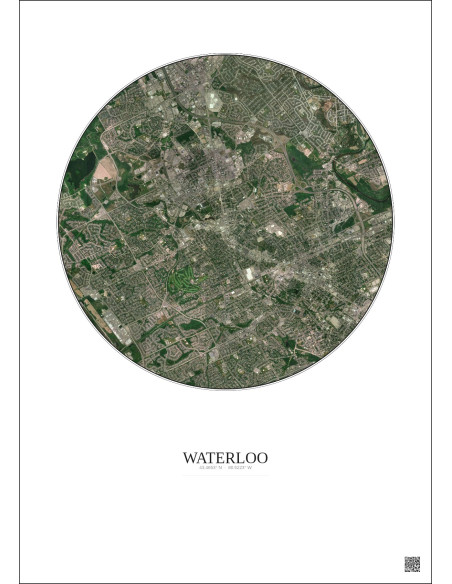 Affiche Waterloo – Poster vue satellite 5km Couleur | Gravura – Fond clair