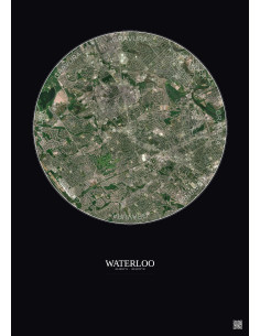 Affiche Waterloo – Poster vue satellite 5km Couleur | Gravura – Fond foncé