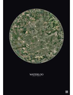 Affiche Waterloo – Poster vue satellite 10km Couleur | Gravura – Fond foncé